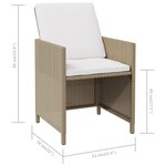 vidaXL Chaises de jardin avec coussins lot de 4 Résine tressée Beige
