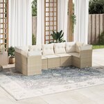 vidaXL Salon de jardin avec coussins 7 Pièces beige résine tressée