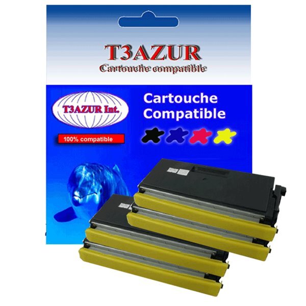 4 Toners compatibles avec Brother TN6600 pour Brother HL1670, HL1850, HL1870 - 6 000 pages - T3AZUR