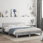 vidaXL Cadre de lit avec LED sans matelas gris béton 160x200 cm
