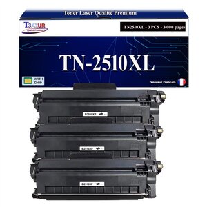 T3AZUR - 3x Toners compatibles avec Brother DCP-L2627DWE L2627DW L2665DW L2620DW L2400DWE MFC-L2800DW L2835DW HL-L2445DW TN2510 TN2510XL