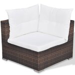 vidaXL Salon de jardin avec coussins 5 Pièces Résine tressée Marron