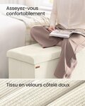 Banc de rangement pouf pliable 38 x 76 x 38 cm bout de lit repose-pieds coffre de rangement charge jusqu'à 300 kg pour salon chambre entrée blanc 12_0004170