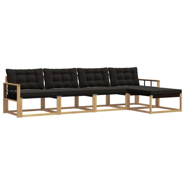 vidaXL Ensemble de canapés d'extérieur 5 Pièces Blanc et noir
