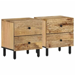 vidaXL Tables de chevet 2 Pièces 40x33x46 cm Bois de manguier solide