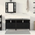 vidaXL Meubles de salle de bain avec porte 3 Pièces Noir 80 x 30 x 60 cm