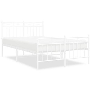 vidaXL Cadre de lit métal sans matelas et pied de lit blanc 120x190 cm