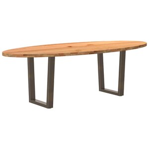 vidaXL Table à manger marron clair bois de chêne massif ovale