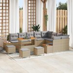 vidaXL Ensemble de canapé de jardin 13 Pièces Beige Poly rotin
