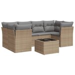 vidaXL Salon de jardin avec coussins 7 Pièces beige résine tressée