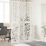 vidaXL Cloison de séparation 4 panneaux blanc bois de paulownia massif