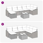 vidaXL Ensemble de canapé de jardin 8 Pièces Beige Poly rotin