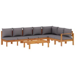 vidaXL Salon de jardin avec coussins 5 Pièces Bois d'acacia solide