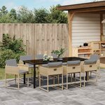vidaXL Ensemble de salle à manger pour jardin 9 Pièces Beige Poly rotin