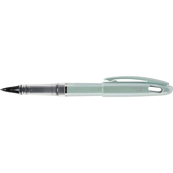 Feutre plume Tradio corps pailleté Vert  encre Noire x 12 PENTEL