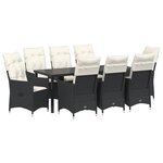 vidaXL Ensemble de salle à manger pour jardin 9 pc Noir polyrotin