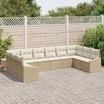 vidaXL Ensemble de canapé de jardin 10 Pièces Beige Poly rotin
