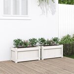 vidaXL Jardinières 2 Pièces blanc bois de pin massif