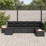 vidaXL Ensemble de canapé de jardin avec coussin 8 Pièces Noir Polyrotin