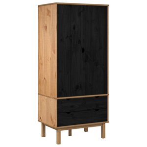 vidaXL Armoire OTTA Noir 76 5 x 53 x 172 cm Bois de pin massif