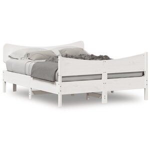 vidaXL Cadre de lit sans matelas blanc 135x190 cm bois de pin massif