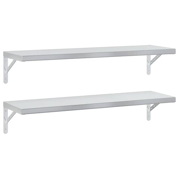 vidaXL Étagères murales 2 Pièces 100x30 cm argenté acier inoxydable