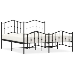 vidaXL Cadre de lit métal sans matelas avec pied de lit noir 160x200cm