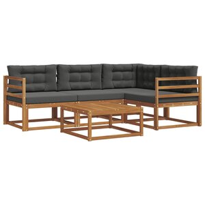 vidaXL Ensemble de canapés d'extérieur 5 Pièces Naturel et Anthracite