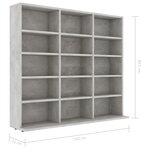 vidaXL Armoire à CD Gris béton 102x23x89 5 cm Bois d’ingénierie