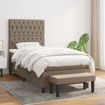 vidaXL Sommier à lattes de lit avec matelas Taupe 90x190 cm Tissu