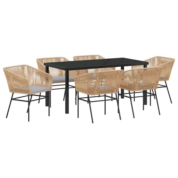 vidaXL Ensemble de salle à manger pour jardin 7 Pièces Marron
