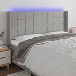 vidaXL Tête de lit à LED Gris clair 163x16x118/128 cm Tissu