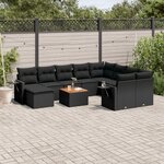 vidaXL Salon de jardin 11 Pièces avec coussins noir résine tressée