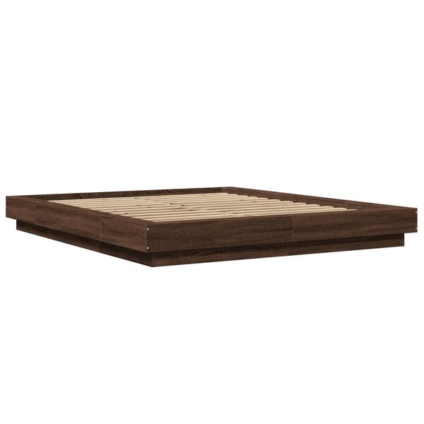 vidaXL Cadre de lit avec lumières LED chêne marron 150x200 cm