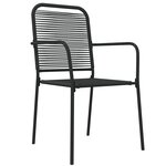 vidaXL Ensemble à manger de jardin 7 Pièces Noir Corde de coton et acier