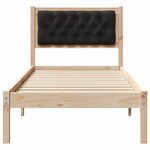 vidaXL Cadre de lit avec tête de lit Noir 90 x 200 cm Pin massif