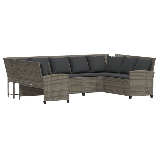vidaXL Canapé de jardin avec coussins Gris Résine tressée