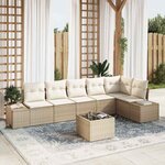 vidaXL Ensemble de canapé de jardin avec coussin 7 Pièces Beige  Crème