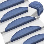 vidaXL Tapis d'escalier 30 pièces 56 x 17 x 3 cm Bleu Demi-rond