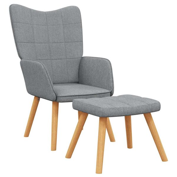 vidaXL Chaise de relaxation avec tabouret Gris clair Tissu