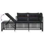 vidaXL Salon de jardin d'angle 3 Pièces avec coussins noir résine tressée