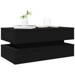 vidaXL Table basse avec lumières LED noir 90x50x40 cm