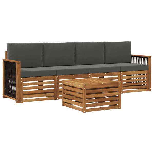 vidaXL Ensemble de canapés d'extérieur 5 pc Naturel et Anthracite