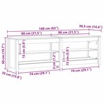 vidaXL Banc à chaussures avec étagère Marron cire 160 x 36.5 x 50 cm