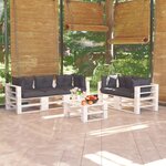 vidaXL Salon palette de jardin 6 Pièces avec coussins bois de pin