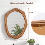 Miroir décoratif à cadre irrégulier grand miroir mural imperméable de 89 5 x 66 cm avec vis d'expansion miroir mural élégant pour salon naturel 20_0008911
