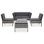 vidaXL Salon de jardin 6 Pièces avec coussins résine tressée gris