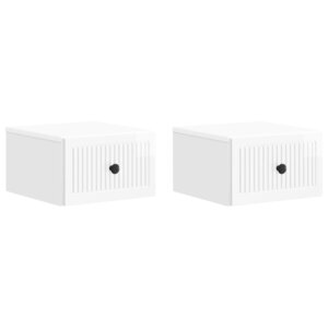 vidaXL Cabinet de chevet mural 2 Pièces Blanc brillant 33 x 34 5 x 20 cm
