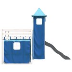 vidaXL Lit superposé avec toboggan et rideaux bleu 90x200 cm