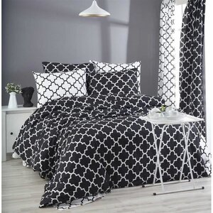 Parure de lit - housse de couette 220 x 240 + 2 taies d'oreiller 60 x 60 coton renforcé - Noir
